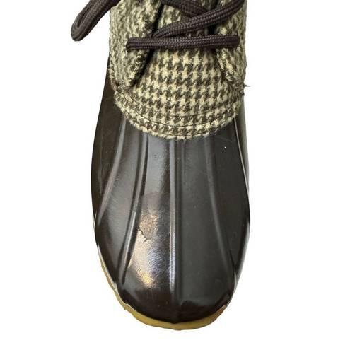 Krass&co G.H. Bass & . Harlequin Brown Duck Boots Women’s Size 8M Houndstooth Lace Up