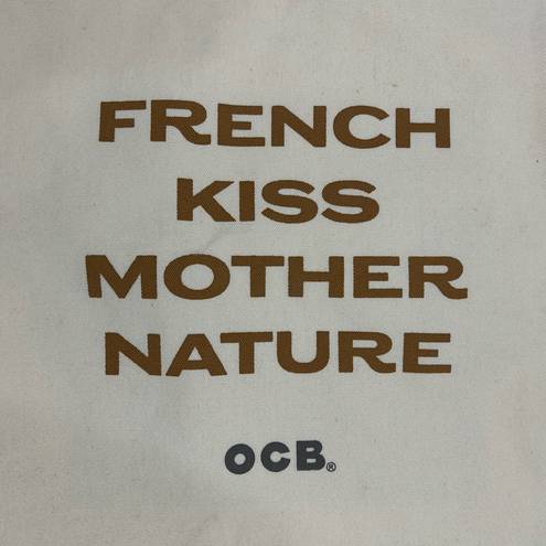 French Kiss  Mother Nature OCB Natural Rolling Papers Smoking Beige Tote Bag.