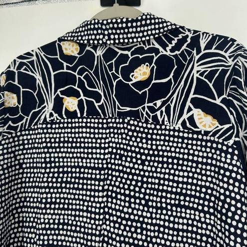 Habitat  Palm Beach Floral Swing Tunic Navy Blue Pockets Lagenlook Size L