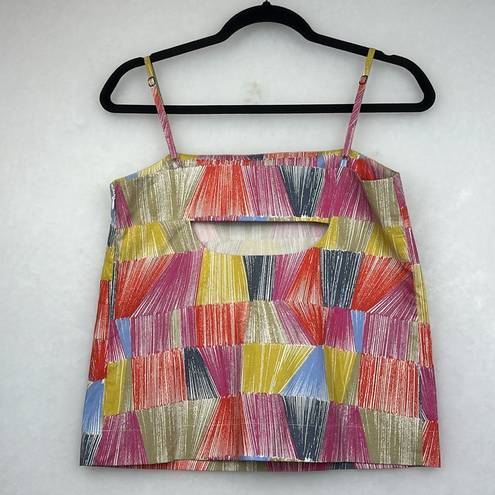 Kate Spade Saturday multi color fit flare abstract Square neckline Top Sz XS