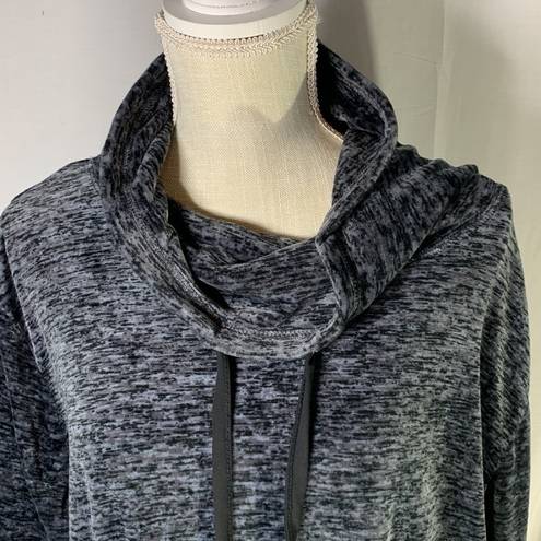 Nicole Miller  Cowl Neck Fleece Pajama Top Gray and Black Size 3X