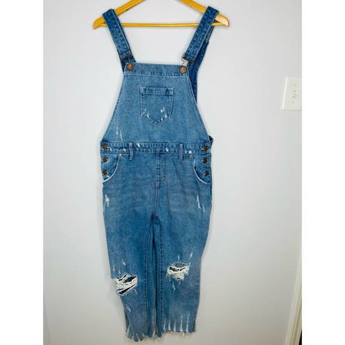 One Teaspoon ONE X  Hooligan Distressed Cropped Denim overalls size 28