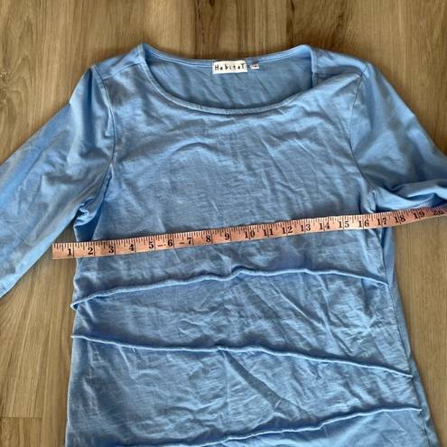 Habitat  S Blue Tiered Baby Blue Long Sleeve Blouse