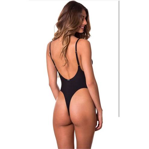 Relleciga NEW  Black One Piece Thong Swimsuit Small