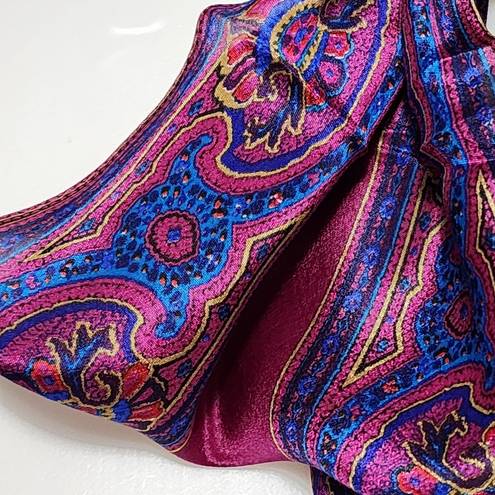 Liz Claiborne Vintage  Magenta & Blue Paisley Silk Scarf 5x64