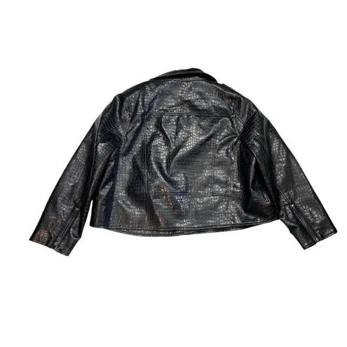 Modcloth * Vegan Croc Embossed Black Leather Moto Rock Jacket Womens Plus Size 1X