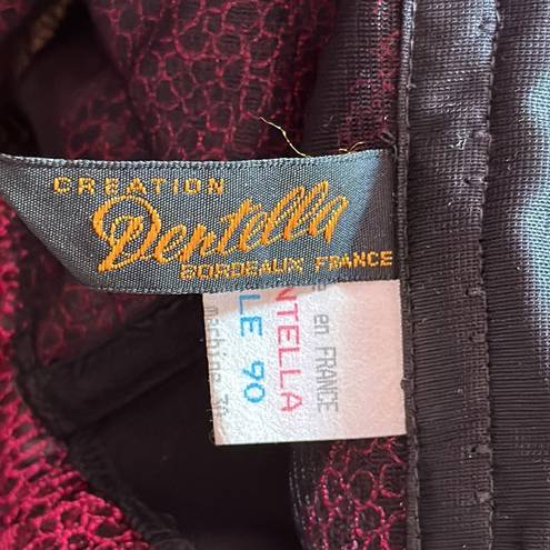 Bordeaux Dentella  of France Bustier Rear Hook & Eye Corset Black/Pink Size 34A