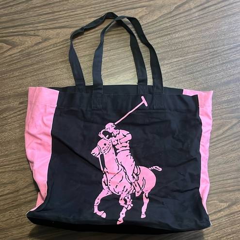 Polo  Ralph Lauren Pink and Black Canvas Tote Bag