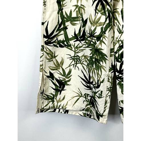 J.Jill  Linen Tropical Print Side Zip Wide Leg Pants SZ S