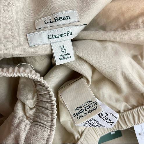 L.L.Bean  Coastal Tan Sunwashed Cotton Canvas Crop Drawstring Cropped Pants XL new