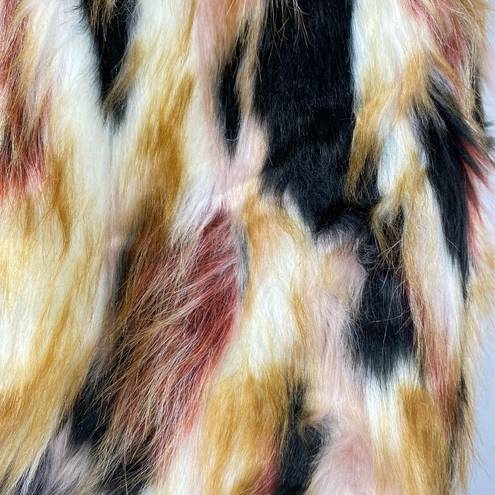 Romeo + Juliet Couture  Multi-Colored Long Faux Fur Vest Small $240