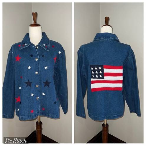 New Direction Funky Vintage 90s  Stars & Stripes Denim Jacket!