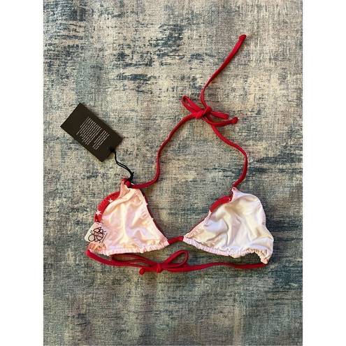 Chaser NWT!  Red White Star Triangle Halter Bikini Top Medium