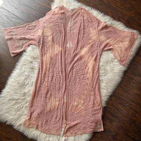 JODIFL Blush Pink Lace Mandala Kimono Wrap