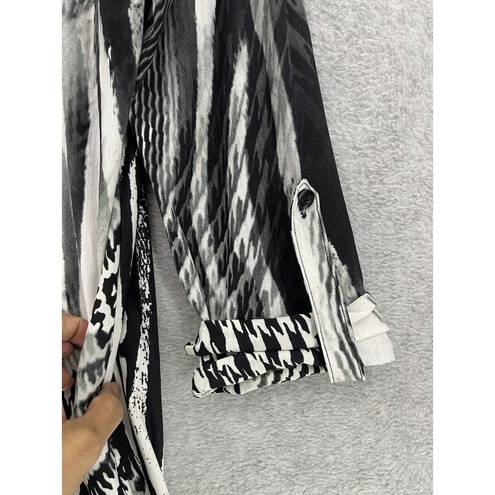 Alberto Makali  Women's Blouse Black White Beaded Animal Print Zebra Medium