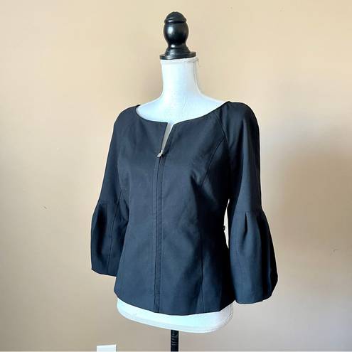 Magaschoni  | Black Balloon Sleeve Full Zip Blazer Jacket Sz S