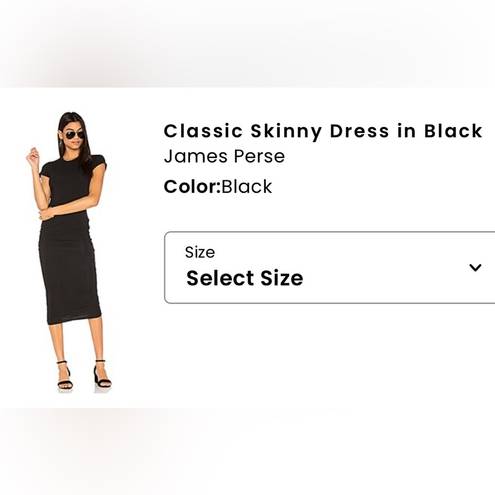 James Perse NWT  Dress Skinny Sheath in Black Ruched Stretch Cotton Jersey 1/Sm