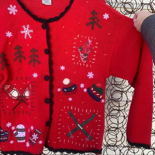 Basic Editions  Vintage knit ugly Christmas cardigan SMALL