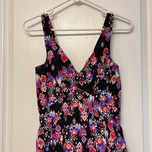 Maxine of Hollywood  Geometric Black Purple Pink Swimdress Size 14 EUC #S-285