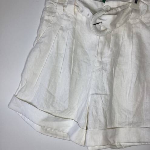 Farm Rio  Tailored Linen High Rise Shorts cream/ivory Size Large