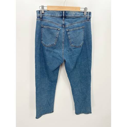 The Loft  Outlet Jeans Women 8 PETITE Blue Medium Wash Denim Straight Leg Seam Detail