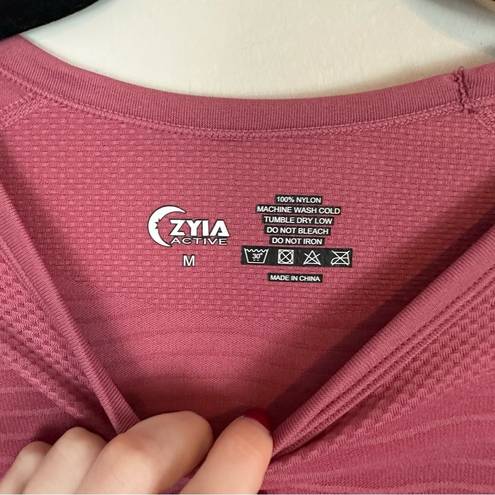Zyia  Active | Pink Textured Long Sleeve Workout Shirt Size Medium