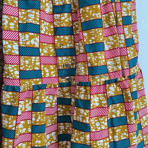 Krass&co The OULA  Vibrant Abstract Tiered Cotton Midi Skirt Women's Large