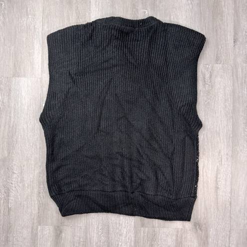 INC  Black Sleeveless Sequin Sweater Vest M