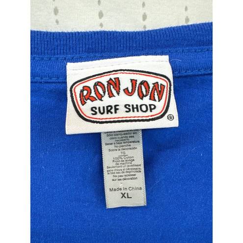 Ron Jon  Surf Shop Tampa FL Womens T Shirt SS Cobalt Blue Logo Spell Out Sz XL??