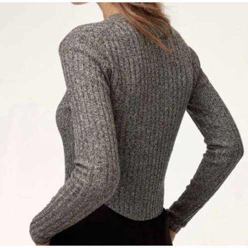 Babaton Aritzia |  Nathaniel Black Ribbed Cropped Wool Blend Sweater Size Small