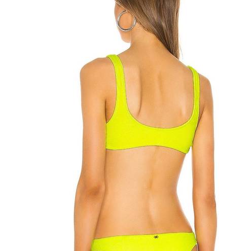 PilyQ  Swim Bralette Neon Yellow Bikini Top MEDIUM Ring Side Sporty Modest NEW