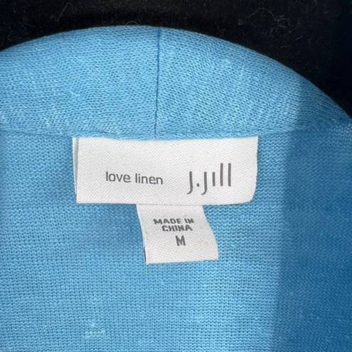 J.Jill  Women's Knit Love Linen Open Front Portofino Cardigan Blue Size Medium