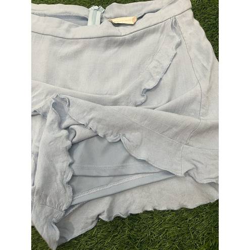 Altar'd State  Light Blue Ruffle Faux Wrap Boho Mini Skort Size Large