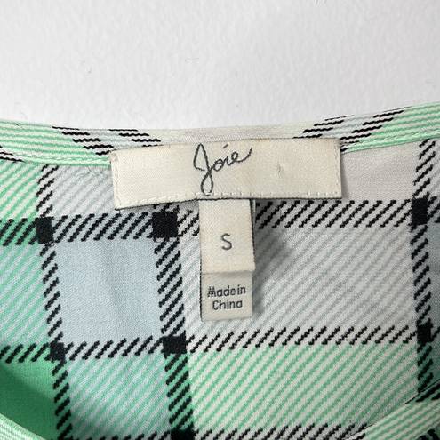 Joie  Kariana Silk Green Plaid Button Down Blouse