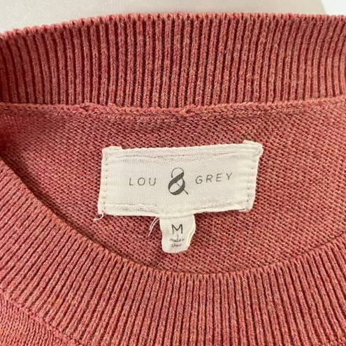 Lou & grey High Low Hem Crewneck Sweater Long Sleeve Pullover Pink Size Medium