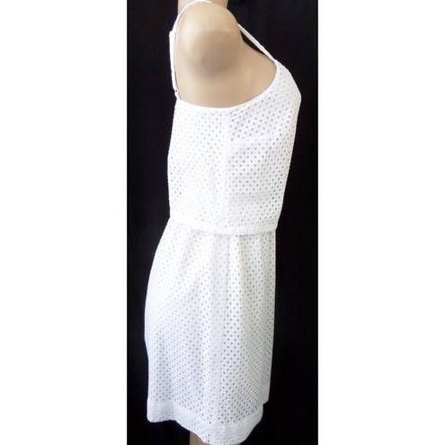 The Loft "" WHITE EYELET OVERLAY TOP CAREER CASUAL DRESS SIZE: 2P NWT $80