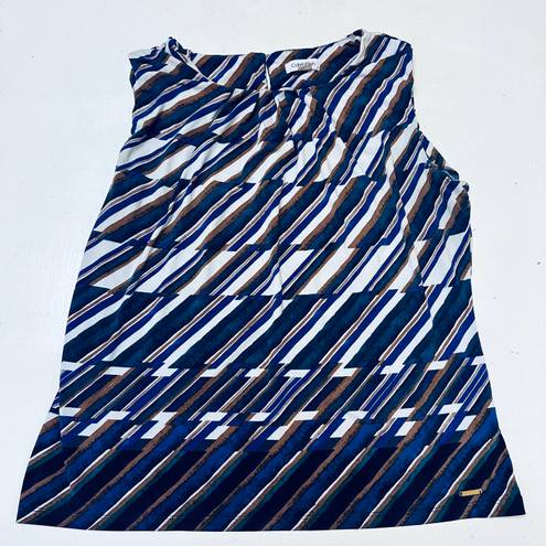 Calvin Klein blue Tan Women's Sleeveless Top Shirt Blouse Size XL