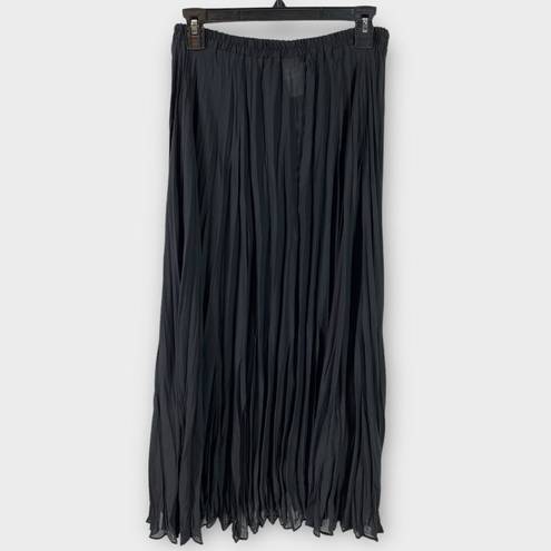 Moda  International Sheer Georgette Pleated Midi Skirt (Black) - Small