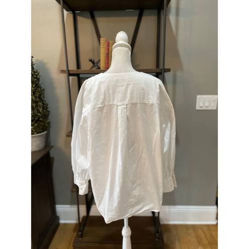 Jason Wu  Collective Collarless Button Down Top White Womens Size XL