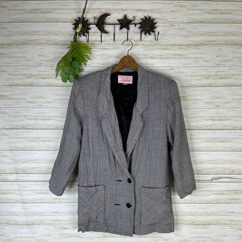 Houndstooth VTG vintage lightweight rayon  oversized academia classic blazer