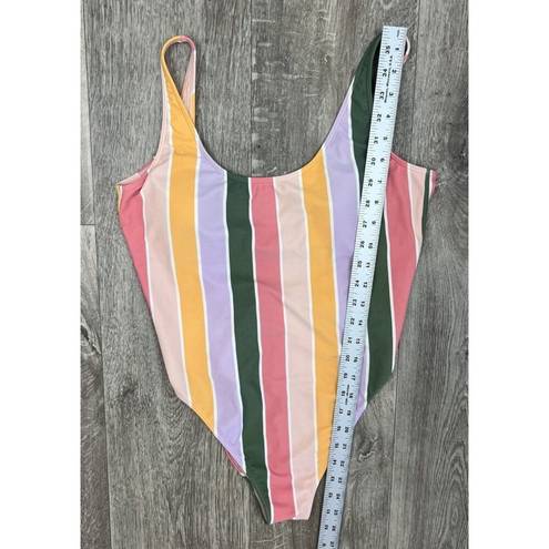 Hollister  STRIPED ONE PIECE BATHING SUIT SWIM Size Medium Cheeky High Leg