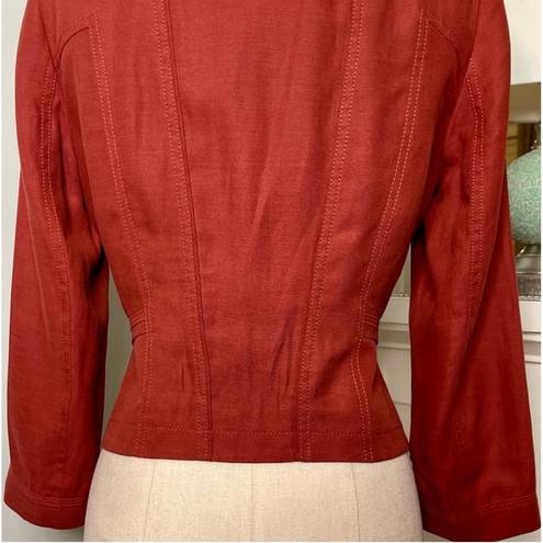 White House | Black Market  Rust Orange Linen Cropped Blazer Jacket 0 XS