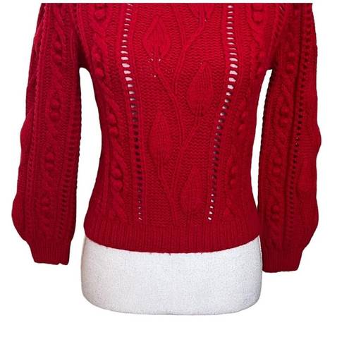 Krass&co  Cashmere Blend Wool Cable Knit Pullover Sweater Red Boxy Women’s Size Small