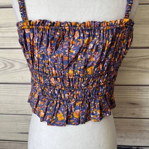 J.Crew  Purple Floral Organic Cotton Stretchy Button Down Crop Top