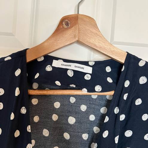 Samoe Samsoe Samsoe Navy Polka Dot Wrap Dress | Size XS