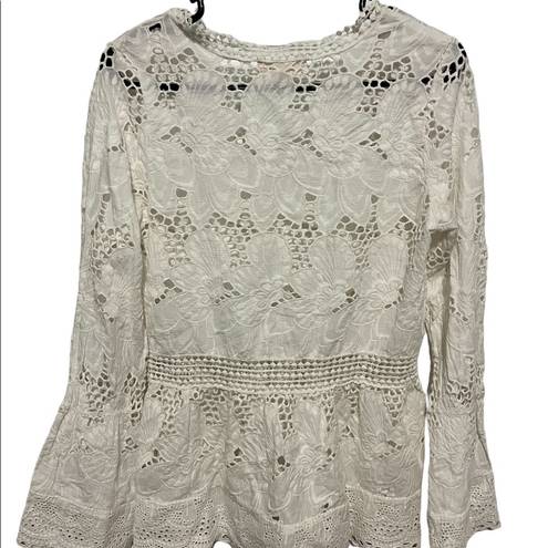 Luna  moon bohemian Gypsy white
lace flower floral top size small