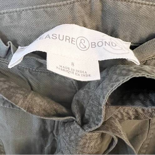 Treasure & Bond  Nordstrom Paperbag Chino Cropped Pants Size 8 Olive Green NEW