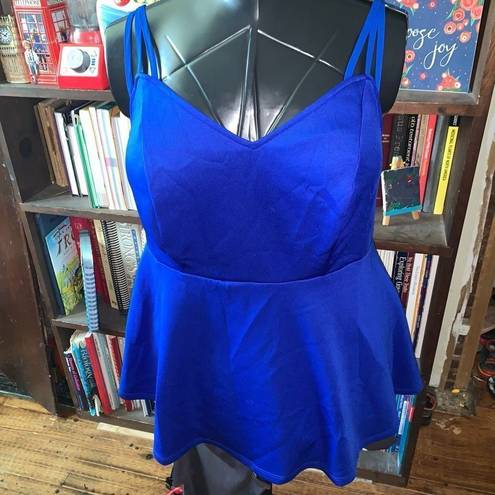 Torrid  scuba strappy L peplum electric blue babydoll top