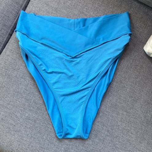 Aerie  Crossover High Cut Cheeky Bikini Bottom Size Large Blue