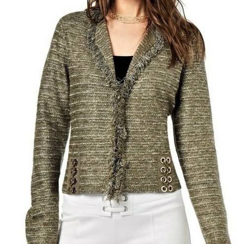 INC Metallic Lace Up Boucle Blazer